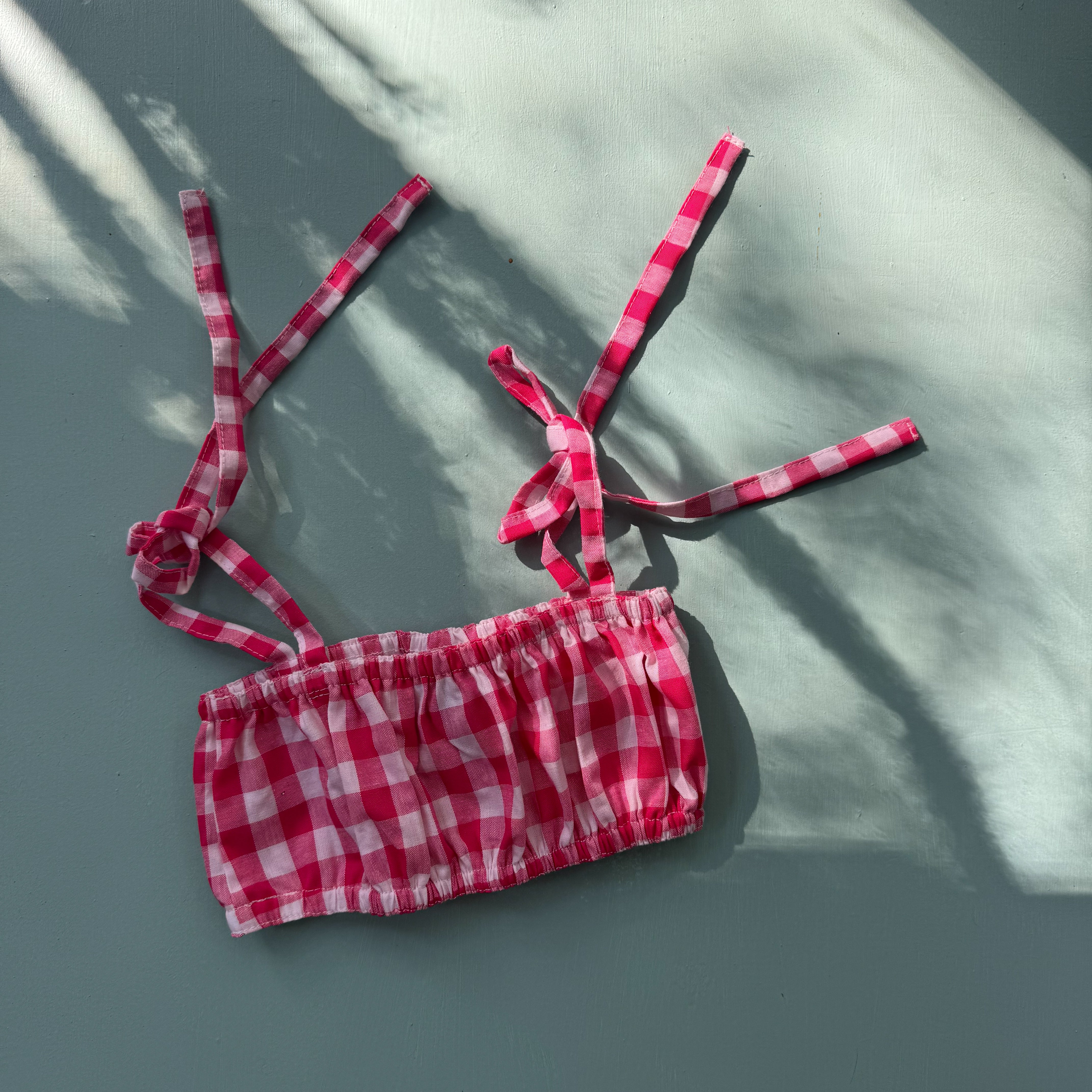 TIE TOP ~ watermelon gingham PRE ORDER