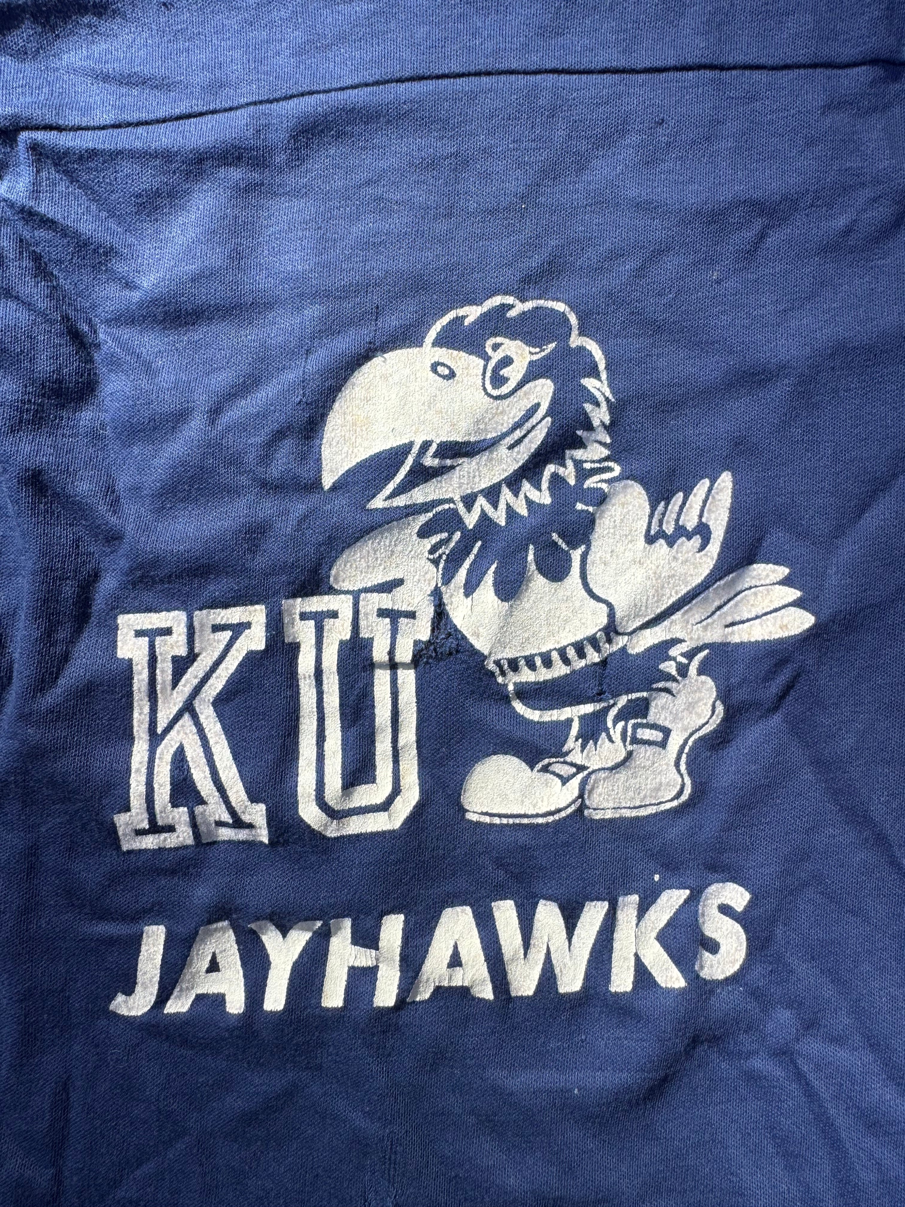 THRASHED JAYHAWKS tee ~ vintage 8-12 yrs