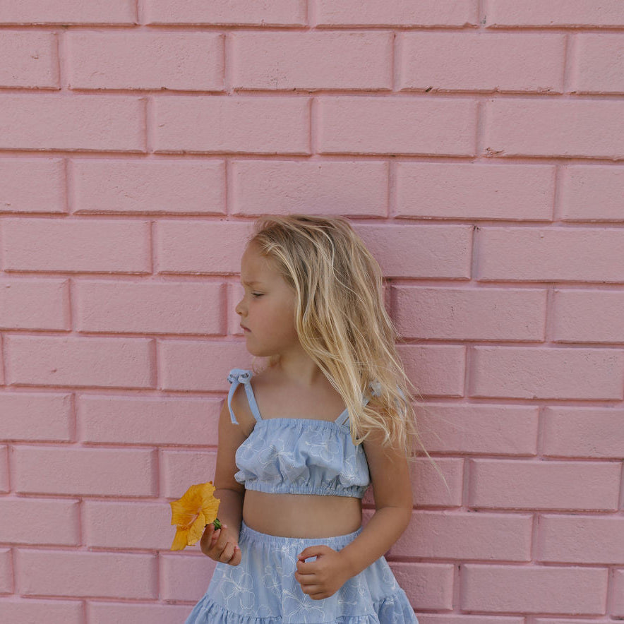 TIE TOP ~ sky hibiscus