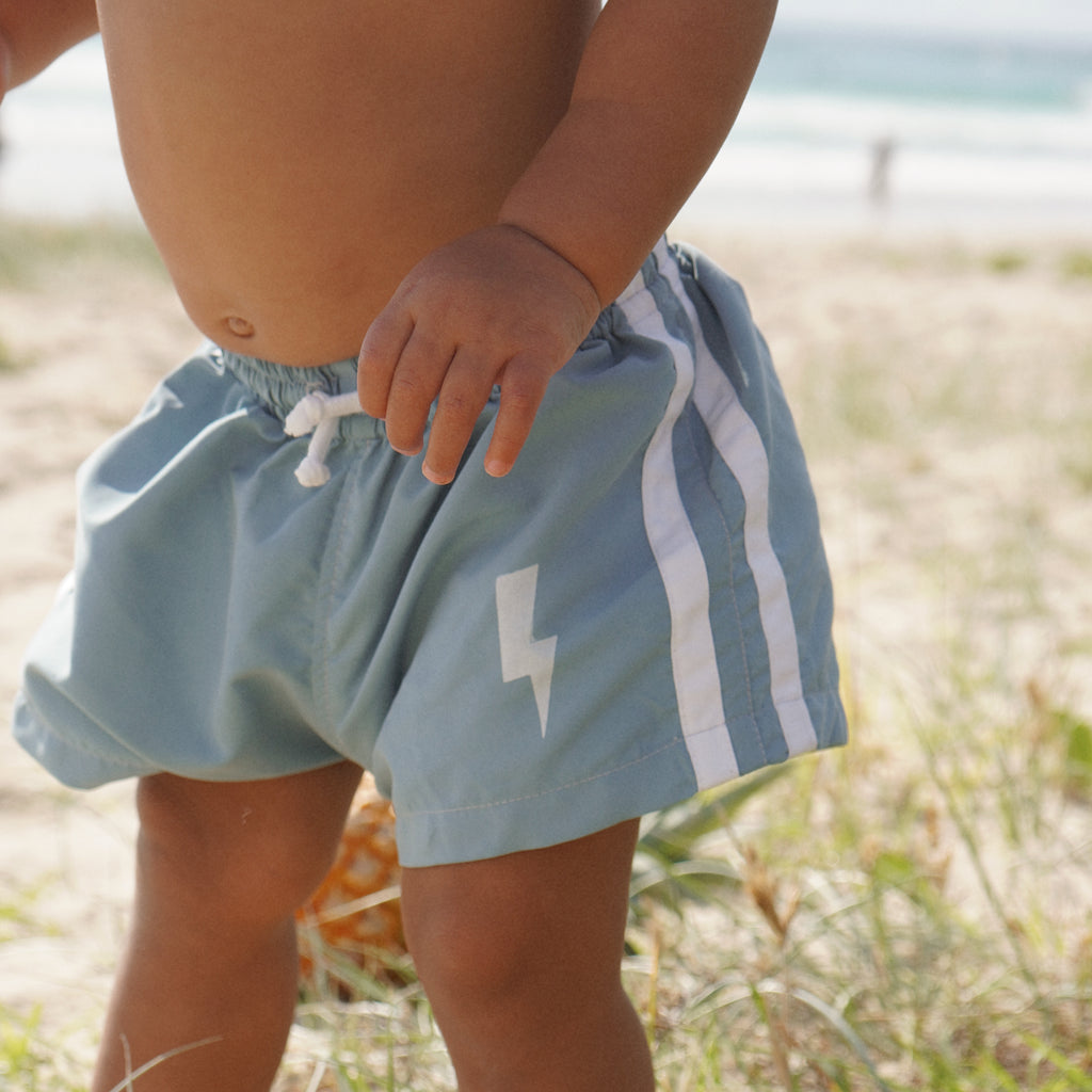 LIGHTNING shorts ~ dusty blue