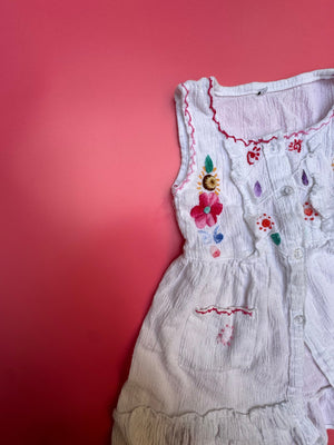 EMBROIDERED COTTON DRESS vintage 1-2 yrs