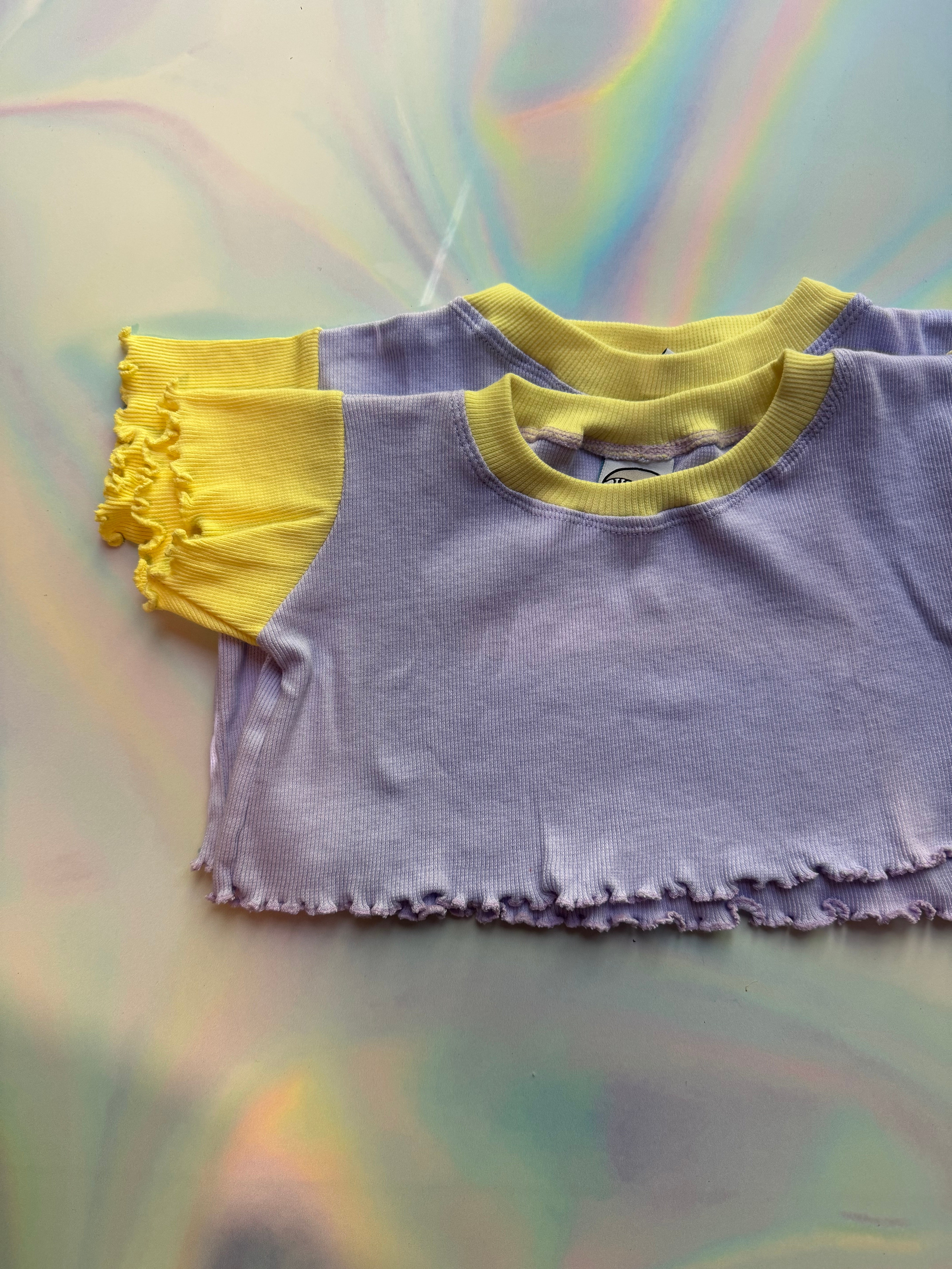 ZIGGY SET ~ lilac/lemon ribbed cotton (seconds)