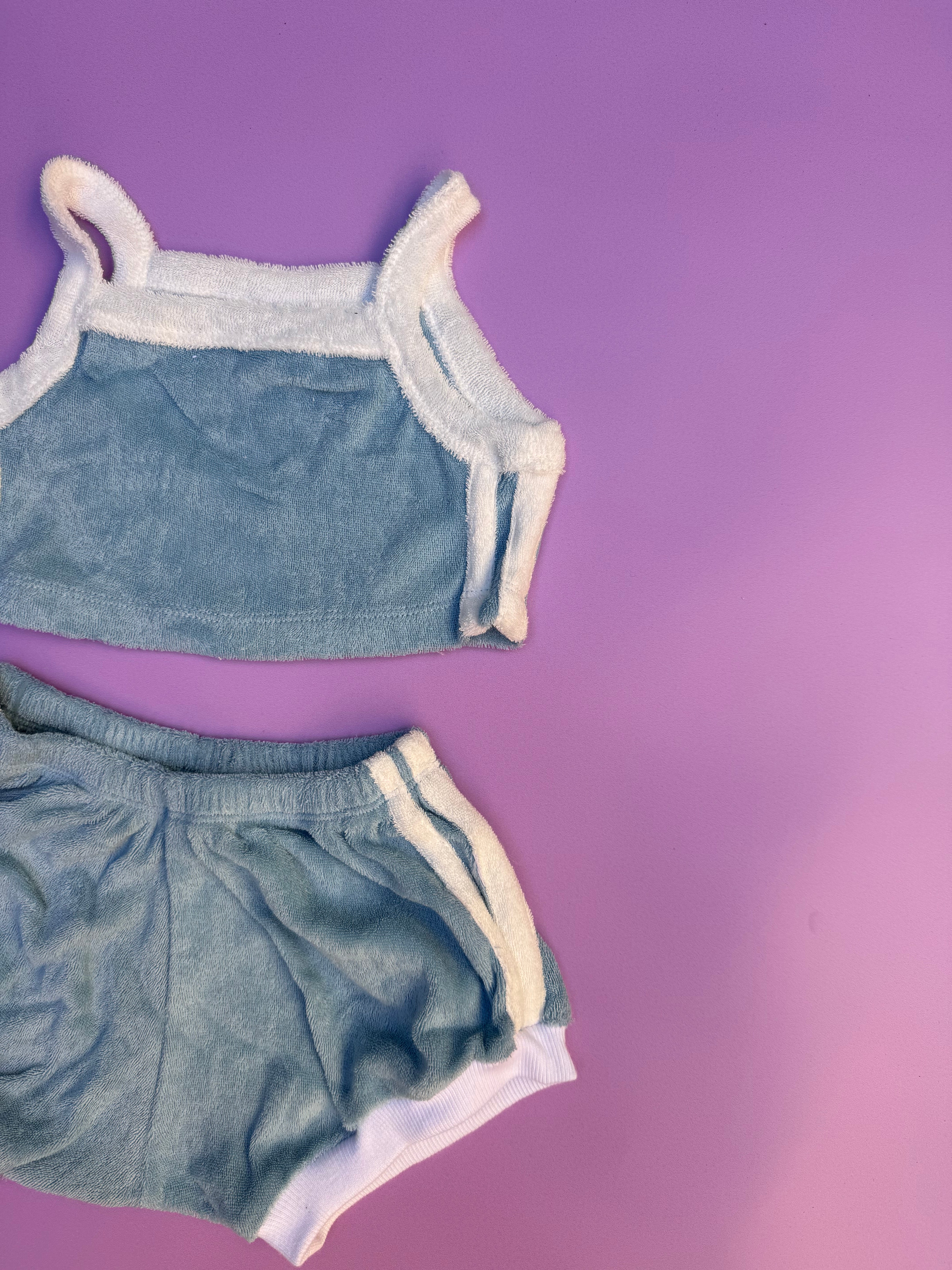 TERRY CROP TANK ~ pink + blue OCTOBER PRE ORDER
