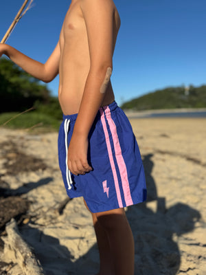 LIGHTNING shorts ~ navy/pink