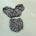 PUFF CROP SET ~ b/w gingham