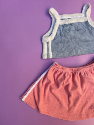 TERRY SKIRT ~ pink + blue OCTOBER PRE ORDER