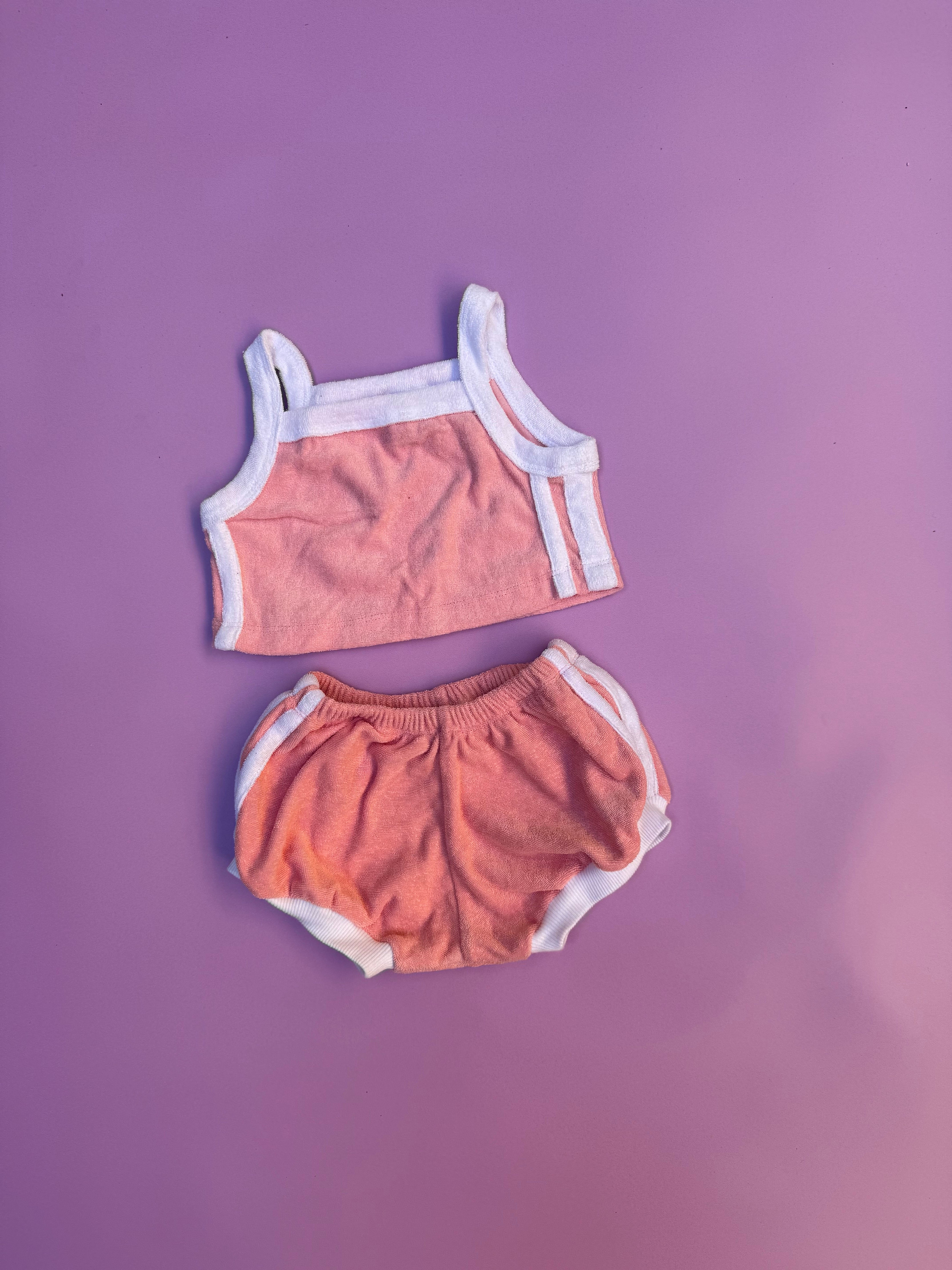TERRY CROP TANK ~ pink + blue OCTOBER PRE ORDER