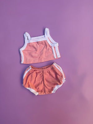 TERRY CROP TANK ~ pink + blue OCTOBER PRE ORDER