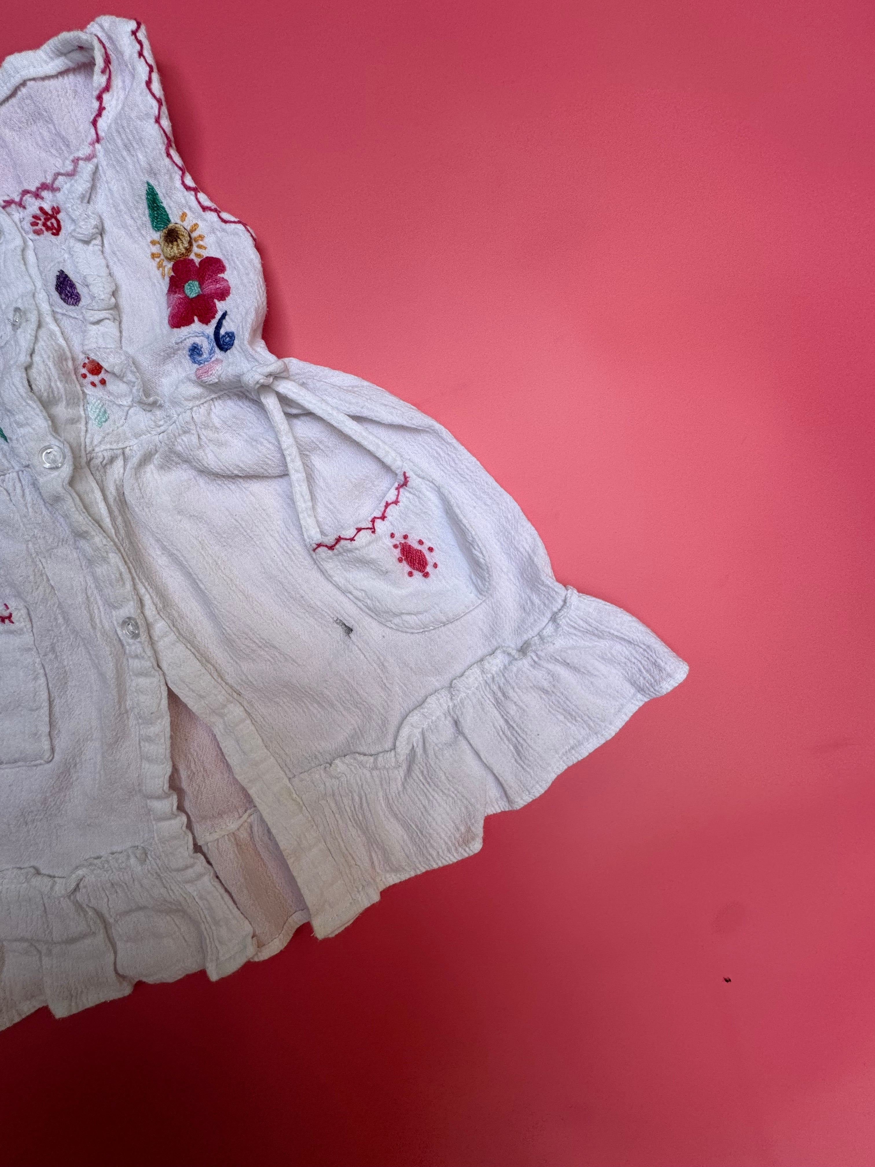 EMBROIDERED COTTON DRESS vintage 1-2 yrs
