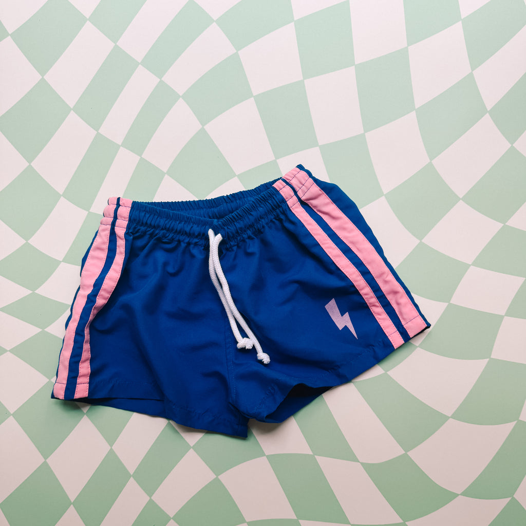 LIGHTNING shorts ~ navy/pink
