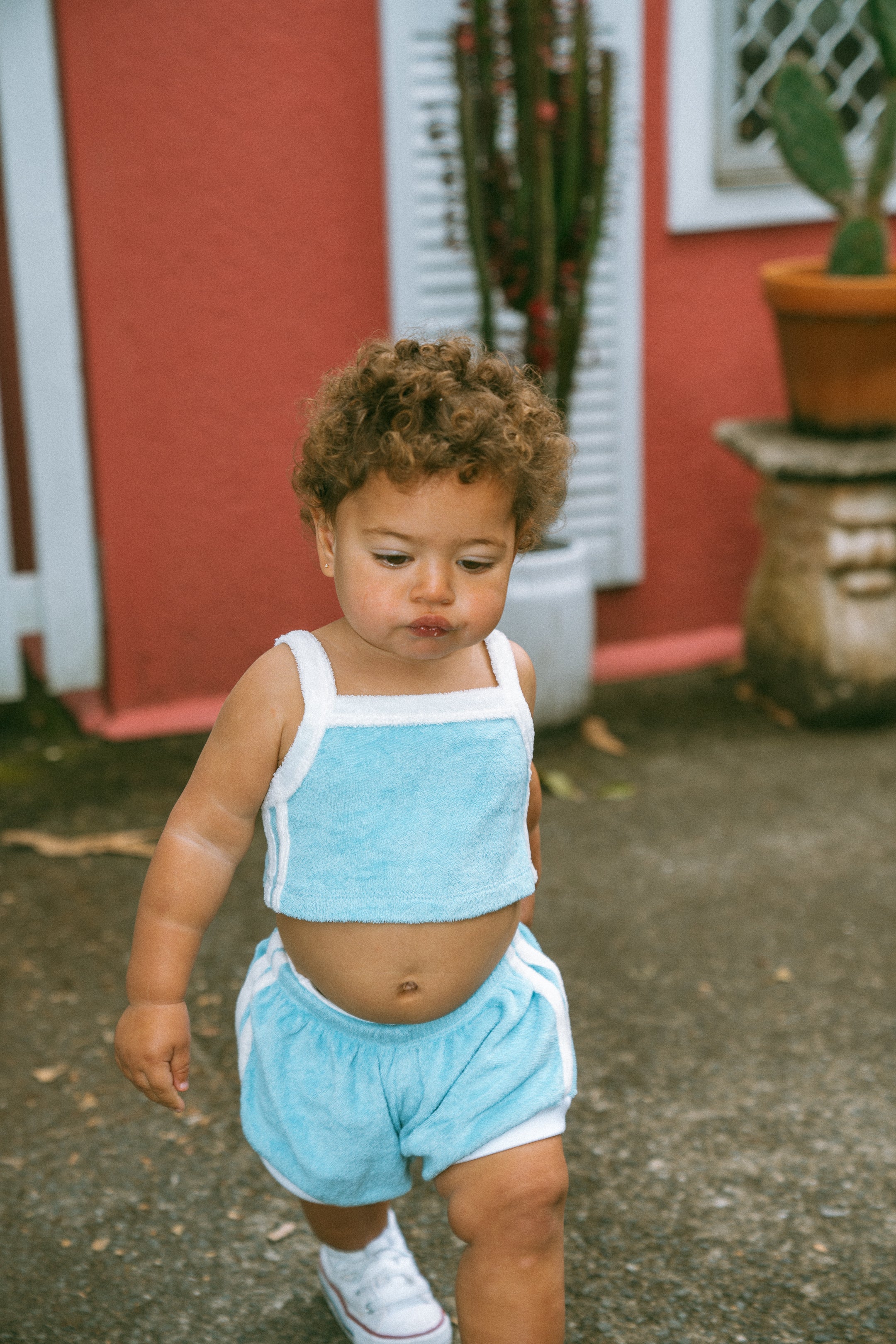 TERRY CROP TANK ~ pink + blue OCTOBER PRE ORDER