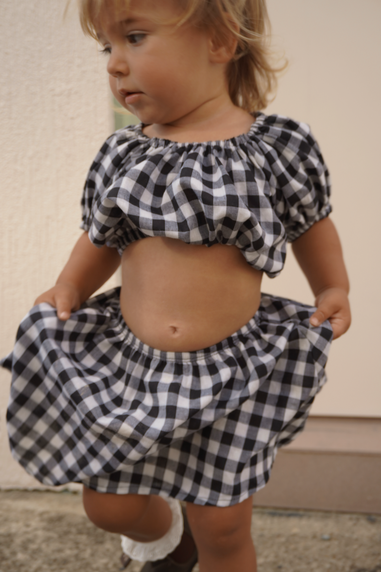 PUFF CROP ~ b/w gingham PRE ORDER