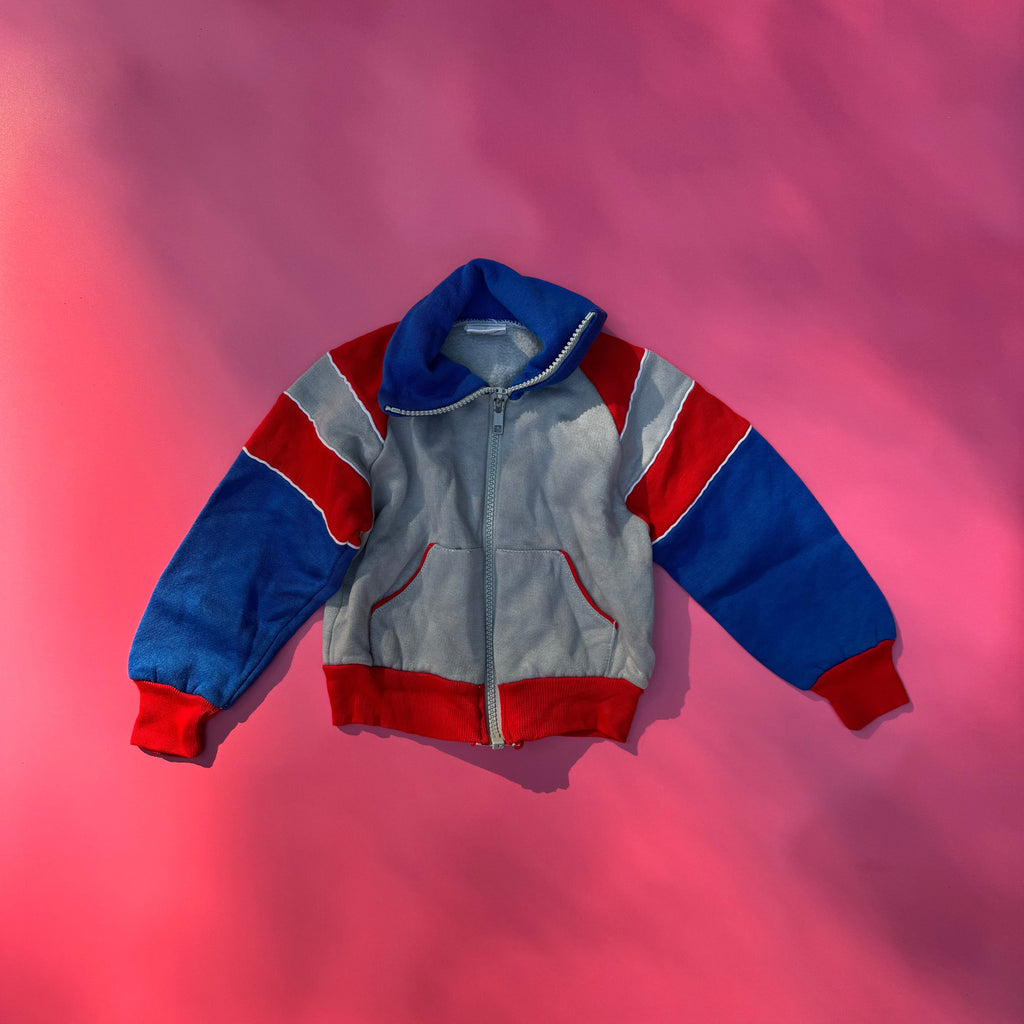 80s zip fleece sweater ~ vintage 1-2 yrs
