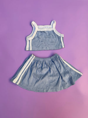 TERRY CROP TANK ~ pink + blue OCTOBER PRE ORDER
