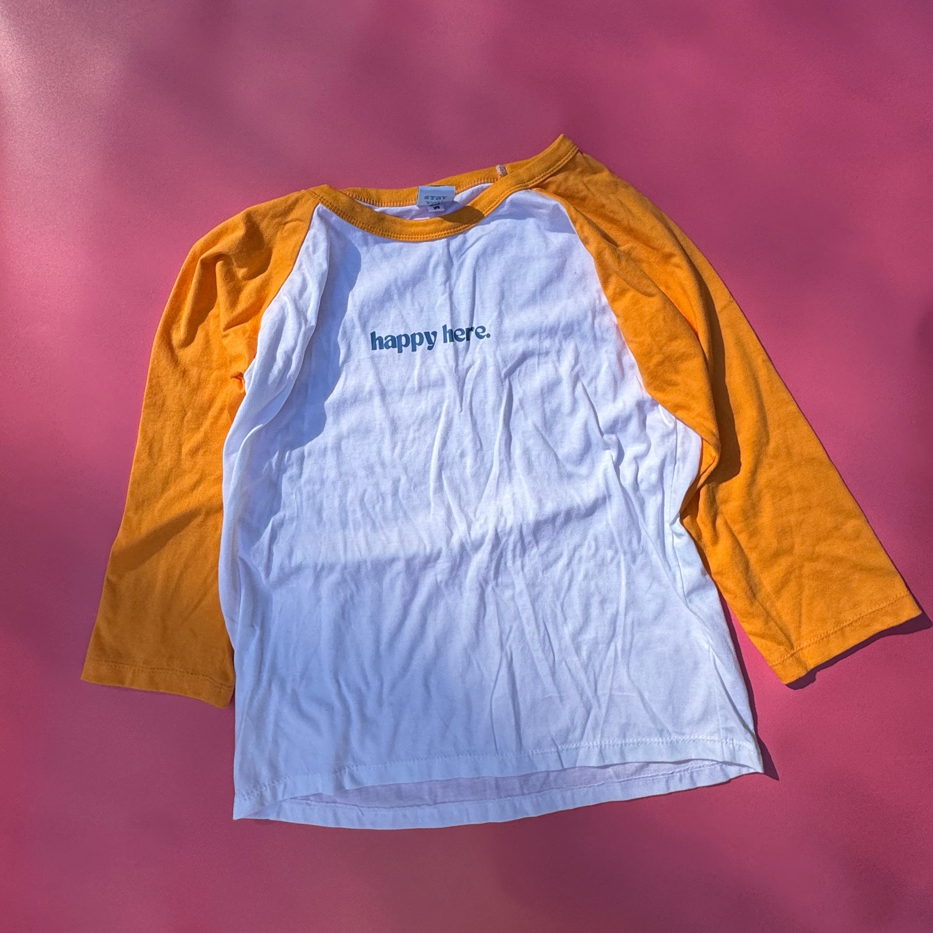 HAPPY HERE RAGLAN TEE sample 8-10 yrs