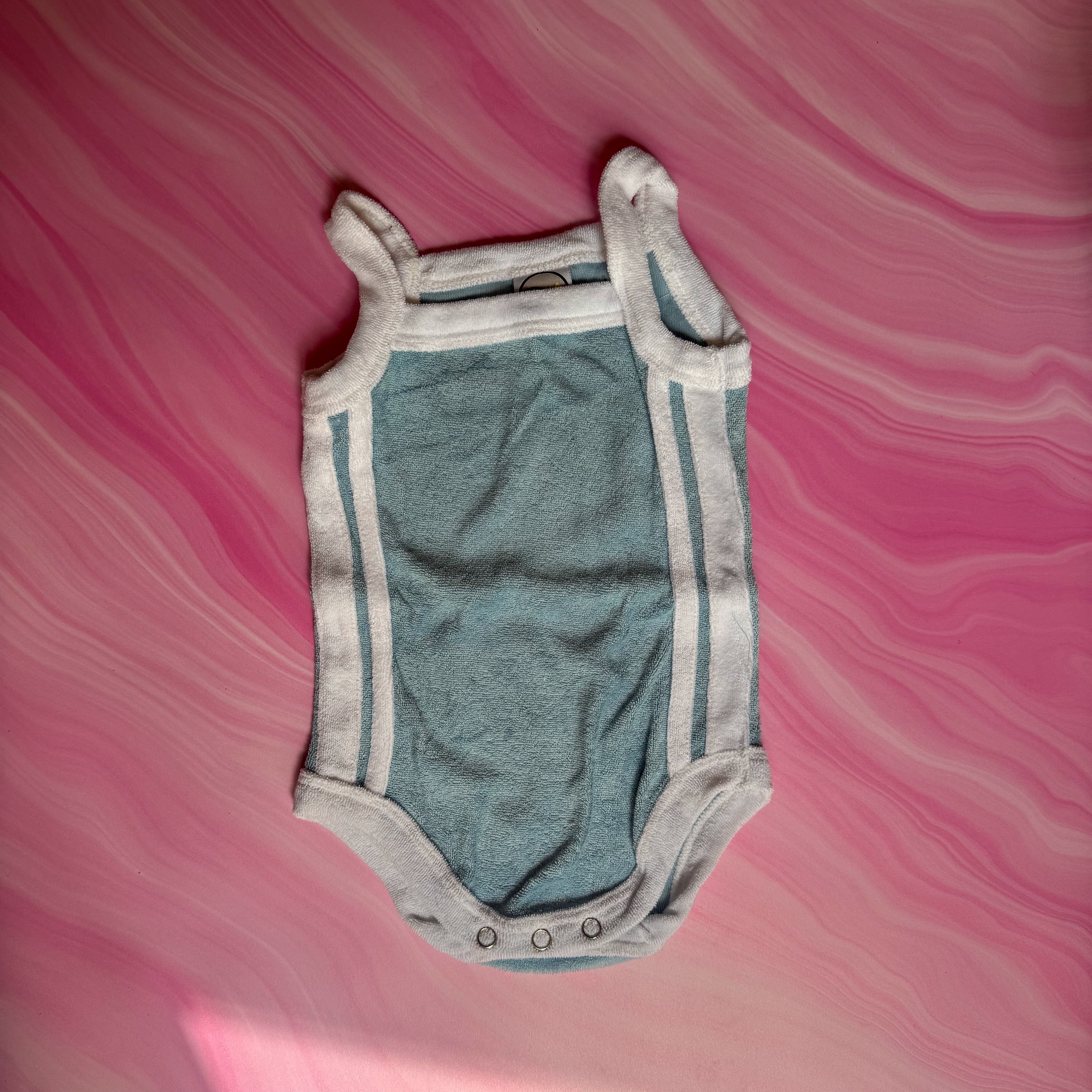 TERRY ONESIE ~ pink + blue